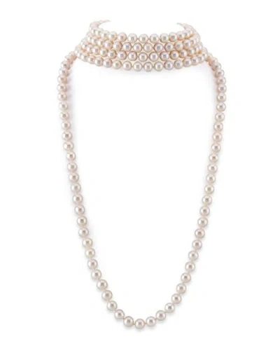 The Pearl Source 7.5-8.5mm Diana Quad 68" Length Freshwater Pearl Necklace In White