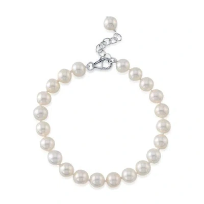 The Pearl Source 7.5-8.5mm White Freshwater Pearl Adjustable Bracelet