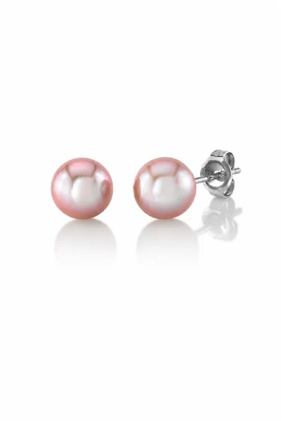 The Pearl Source 7mm Pink Freshwater Round Pearl Stud Earrings