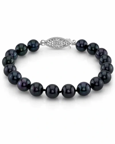 The Pearl Source 8.0-8.5mm Akoya Black Pearl Bracelet In Black Pearls