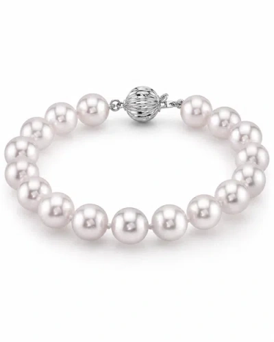 The Pearl Source 8.0-8.5mm Akoya White Pearl Bracelet In White Gold Clasp