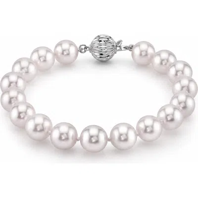 The Pearl Source 8.0-8.5mm Akoya White Pearl Bracelet In White Gold Clasp
