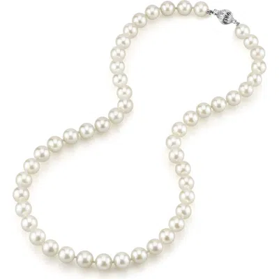 The Pearl Source 8.0-8.5mm Japanese Akoya White Pearl Necklace In White Gold Clasp