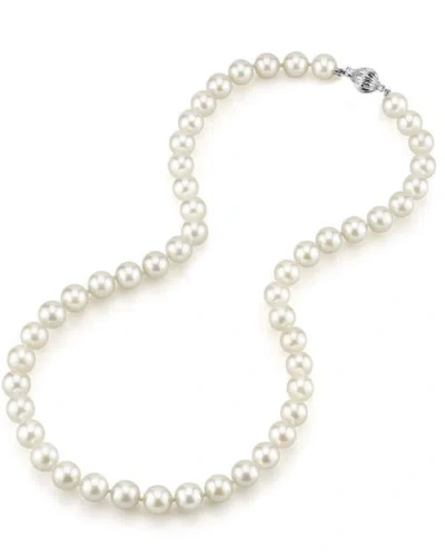 The Pearl Source 8.0-8.5mm Japanese Akoya White Pearl Necklace In White Gold Clasp