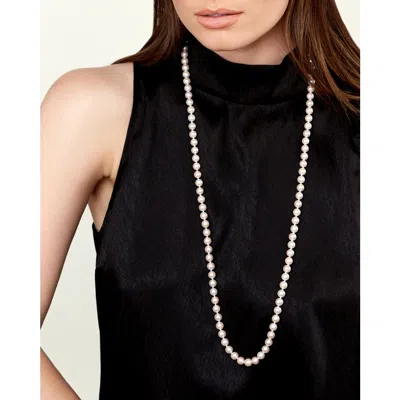 The Pearl Source 8.0-8.5mm Opera Length Japanese Akoya Pearl Necklace In Metallic