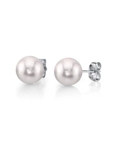 The Pearl Source 8.0-8.5mm White Akoya Round Pearl Stud Earrings