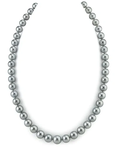 The Pearl Source 8-10mm Silver Tahitian South Sea Pearl Necklace In Metallic