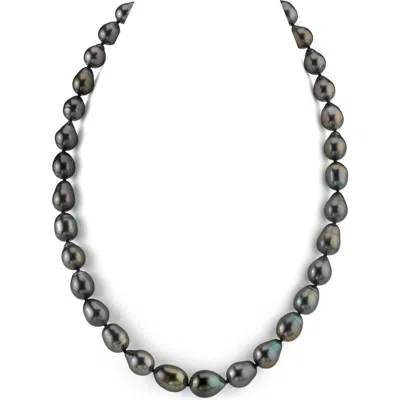 The Pearl Source 8-10mm Tahitian South Sea Drop Pearl Necklace In Gray