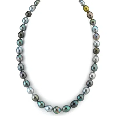 The Pearl Source 8-10mm Tahitian South Sea Multicolor Drop Pearl Necklace In Blue