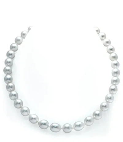The Pearl Source 8-10mm White South Sea Drop Shape Pearl Necklace In Metallic