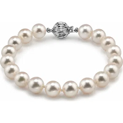 The Pearl Source 8.5-9.0mm Hanadama Akoya White Pearl Bracelet In White Gold Clasp