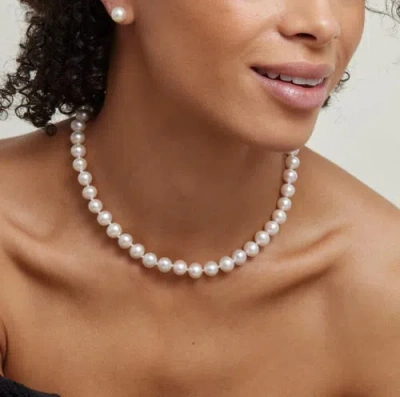 The Pearl Source 8.5-9.0mm Hanadama Akoya White Pearl Necklace