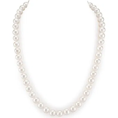 The Pearl Source 8-8.5mm White Freshwater Choker Length Pearl Necklace In Metallic