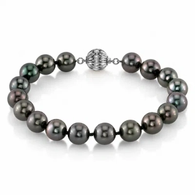 The Pearl Source 8-9mm Tahitian South Sea Pearl Bracelet In White Gold Clasp