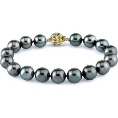 The Pearl Source 8-9mm Tahitian South Sea Pearl Bracelet In Yellow Gold Clasp