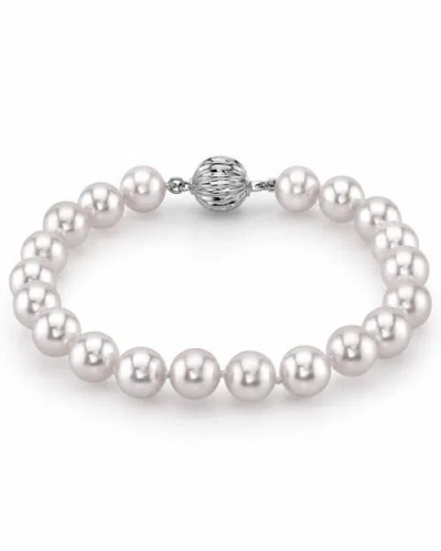 The Pearl Source 8-9mm White South Sea Pearl Bracelet In White Gold Clasp