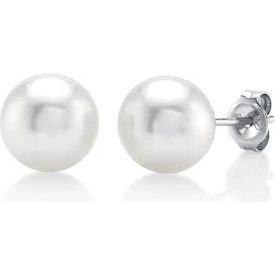 The Pearl Source 8mm South Sea Round Pearl Stud Earrings In Gold