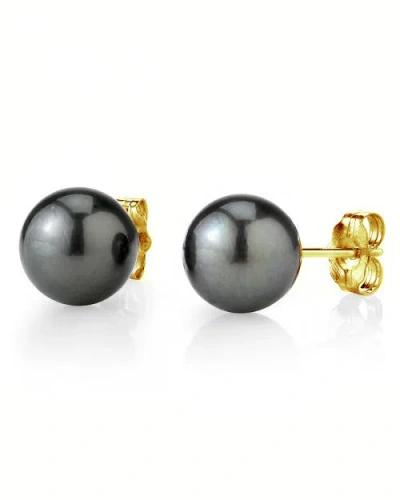 The Pearl Source 8mm Tahitian South Sea Round Pearl Stud Earrings In Multi