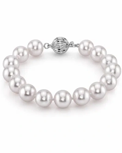 The Pearl Source 9.0-9.5mm Akoya White Pearl Bracelet In White Gold Clasp