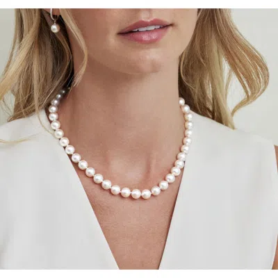 The Pearl Source 9.0-9.5mm Hanadama Akoya White Pearl Necklace