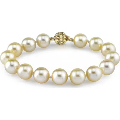 The Pearl Source 9-10mm Champagne Golden South Sea Pearl Bracelet