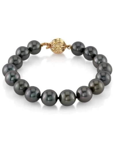 The Pearl Source 9-10mm Tahitian South Sea Pearl Bracelet In Black