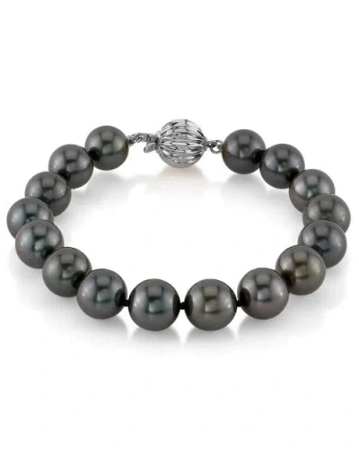 The Pearl Source 9-10mm Tahitian South Sea Pearl Bracelet In Black