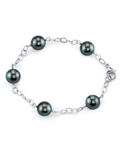 The Pearl Source 9-10mm Tahitian South Sea Pearl Tincup Bracelet In Green