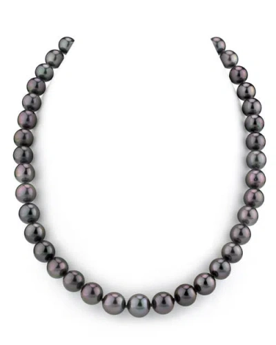 The Pearl Source 9-11mm Eggplant Tahitian South Sea Pearl Necklace In Gray