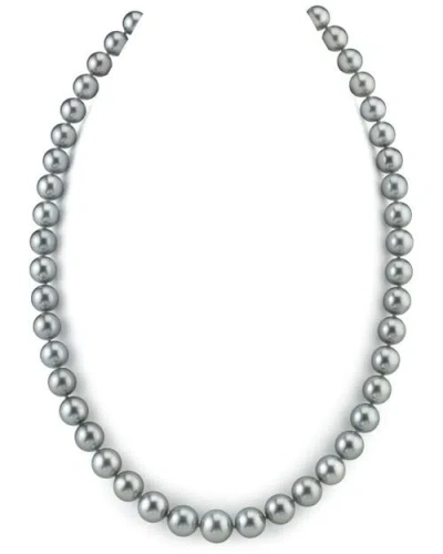 The Pearl Source 9-11mm Silver Tahitian South Sea Pearl Necklace In Metallic