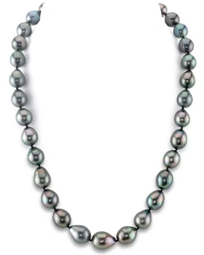 The Pearl Source 9-11mm Tahitian South Sea Drop Pearl Necklace In Green