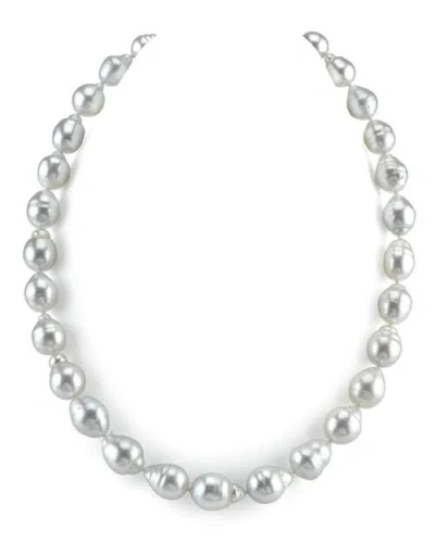 The Pearl Source 9-11mm White South Sea Baroque Pearl Necklace In Metallic