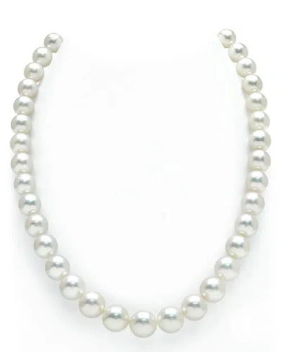 The Pearl Source 9-11mm White South Sea Pearl Necklace In Metallic