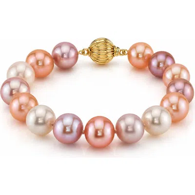 The Pearl Source 9.5-10.5mm Multicolor Freshwater Pearl Bracelet In Pink