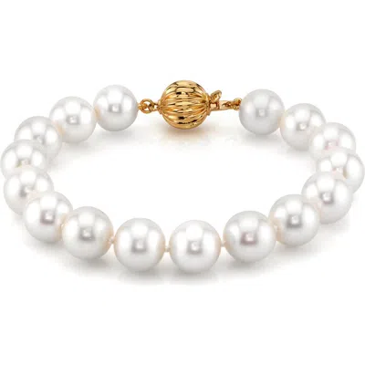 The Pearl Source 9.5-10.5mm White Freshwater Pearl Bracelet In Multi