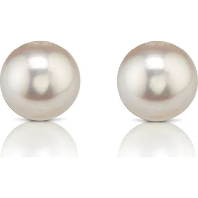 The Pearl Source 9.5-10mm Certified Hanadama Akoya Round Pearl Stud Earrings In Gold