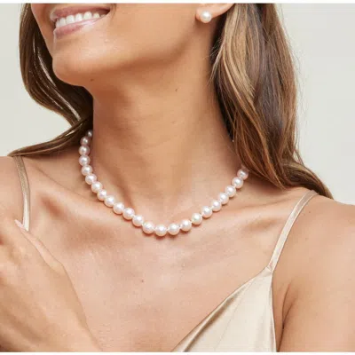 The Pearl Source 9.5-10mm Japanese Akoya White Pearl Necklace
