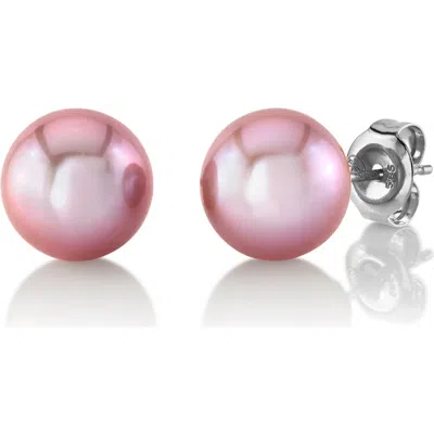 The Pearl Source 9mm Pink Freshwater Round Pearl Stud Earrings