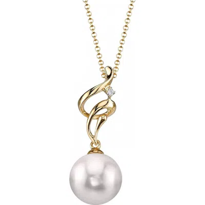 The Pearl Source Akoya Pearl & Diamond Aria Pendant In Gold