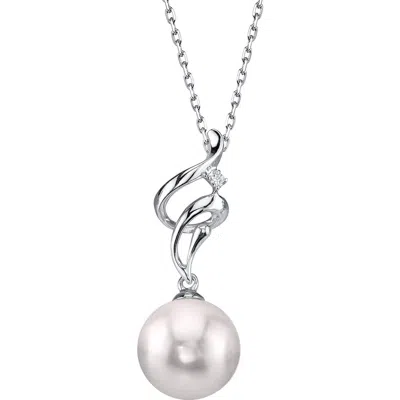 The Pearl Source Akoya Pearl & Diamond Aria Pendant In White Gold
