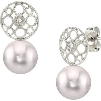 The Pearl Source Akoya Pearl & Diamond Faye Earrings In Gold