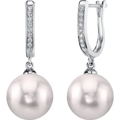 The Pearl Source Akoya Pearl & Diamond Kim Earrings In Gold