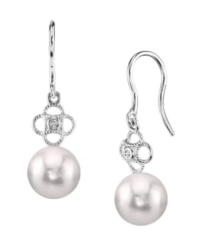 The Pearl Source Akoya Pearl & Diamond Lacy Earrings In Gold