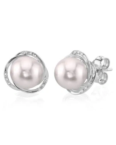 The Pearl Source Akoya Pearl And Diamond Lexi Earrings In White Gold