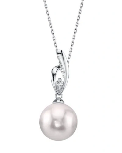 The Pearl Source Akoya Pearl & Diamond Lois Pendant In White Gold