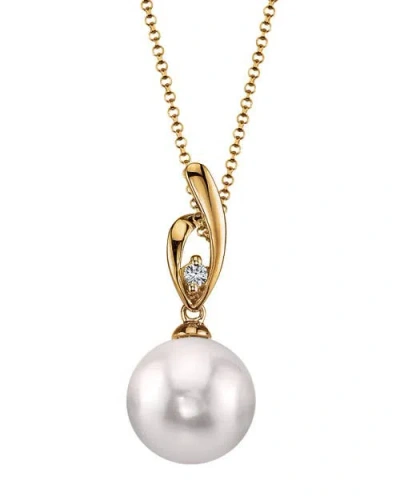 The Pearl Source Akoya Pearl & Diamond Lois Pendant In Yellow Gold