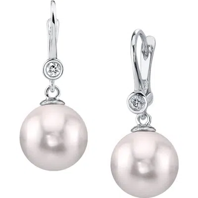 The Pearl Source Akoya Pearl & Diamond Michelle Earrings In Gold