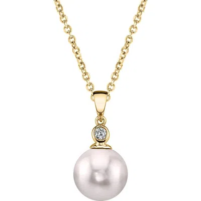 The Pearl Source Akoya Pearl & Diamond Michelle Pendant In Gold