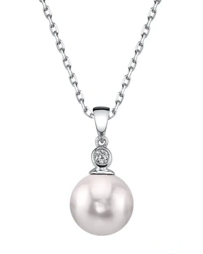 The Pearl Source Akoya Pearl & Diamond Michelle Pendant In Metallic