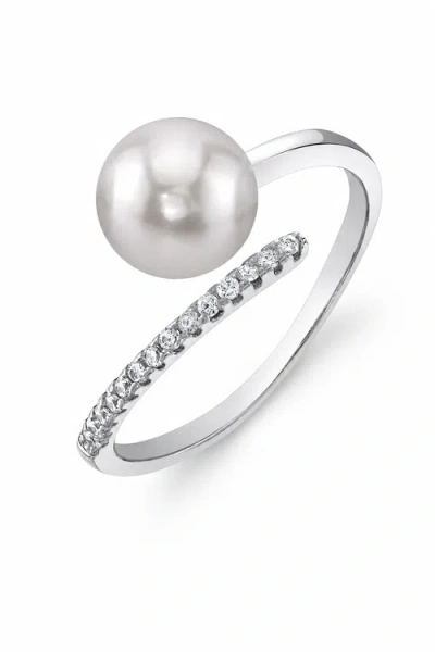 The Pearl Source Akoya Pearl & Diamond Valentina Ring In White Gold